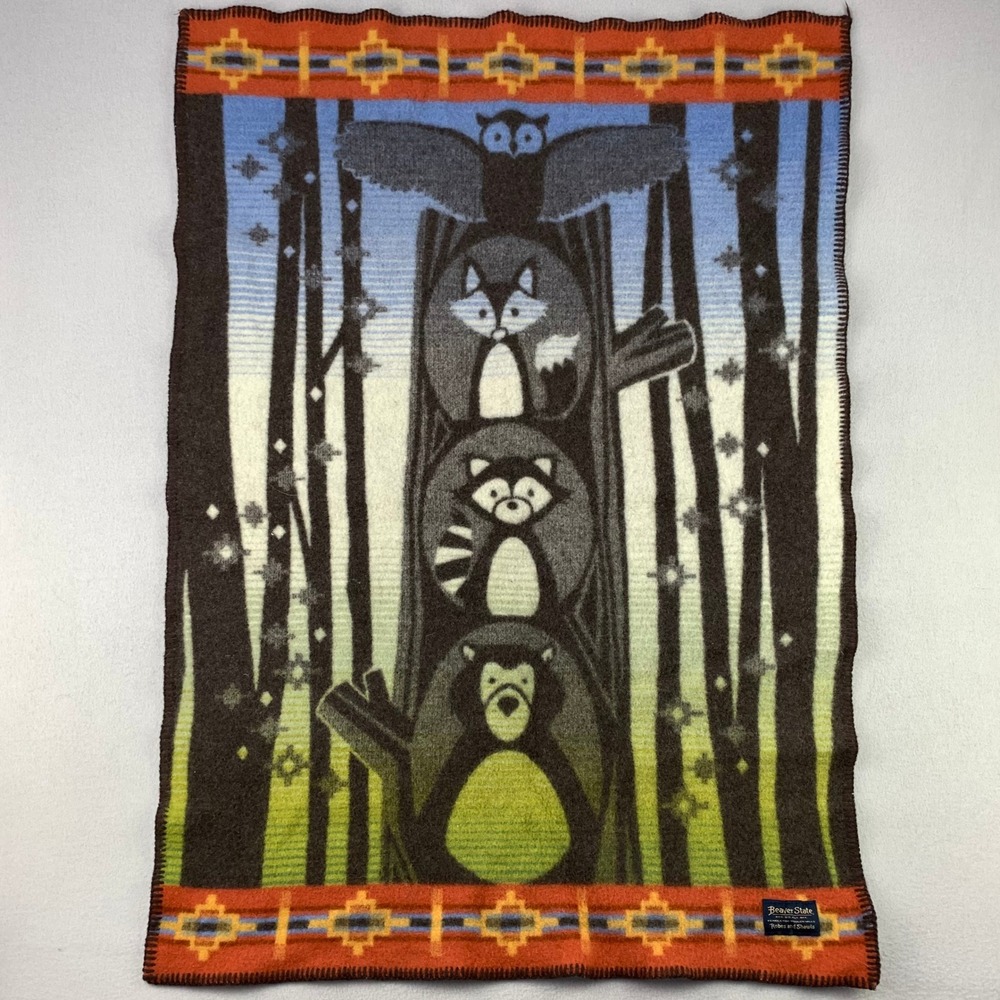 Pendleton Woodland Animals Crib Blanket Beaver State Baby Wool Totem Animals USA